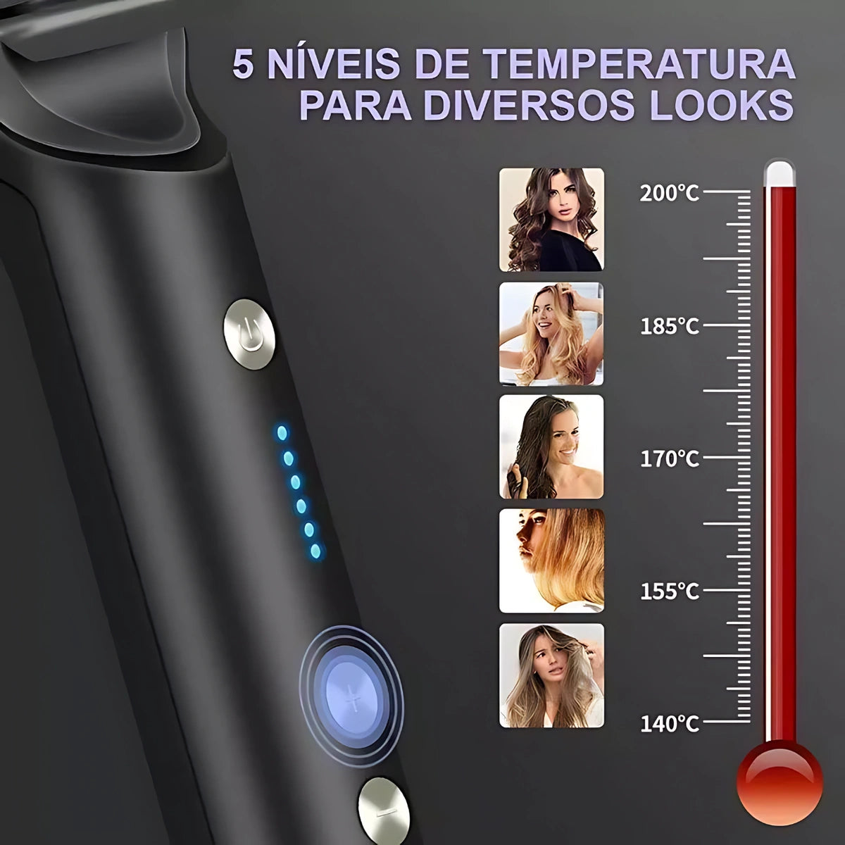 Escova Alisadora Bivolt 5 em 1 Alisa Hidrata Modela Alinha e Anti-Frizz